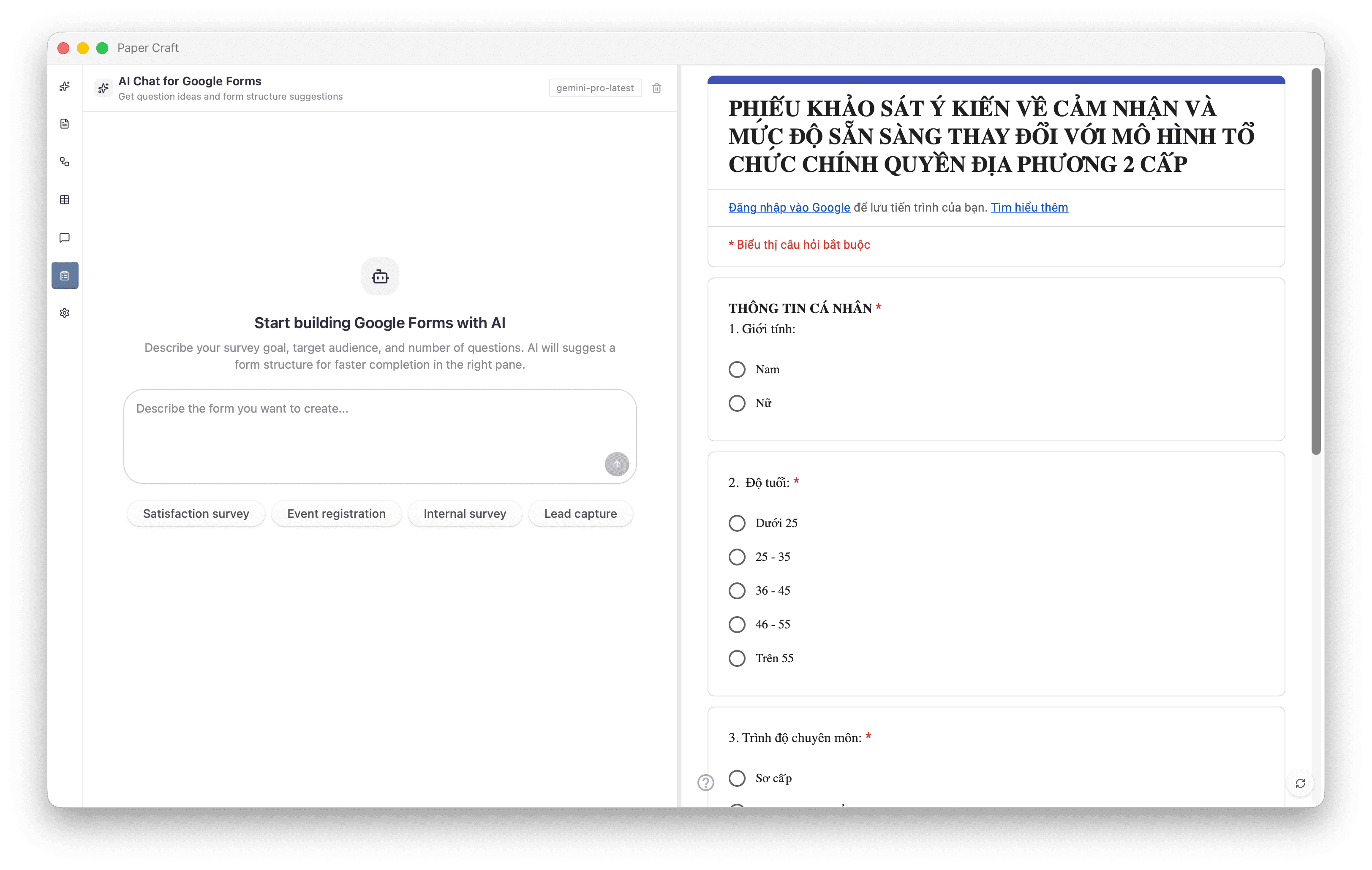AI Form Builder preview